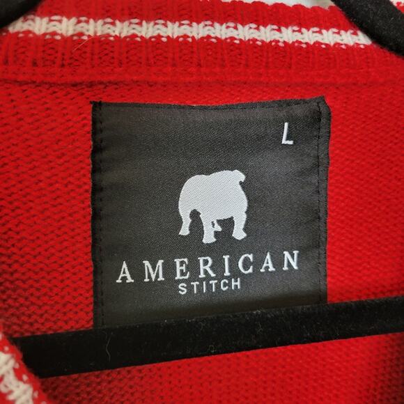 AMERICAN STITCH Red My Presence Is Your Present Ugly Christmas Sweater Sz L - Picture 4 of 11